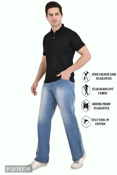 Elegant Light Blue Cotton Blend Solid Jeans For Men-thumb4