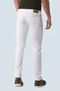 Stylish White Denim Solid Mid-Rise Jeans For Men-thumb1