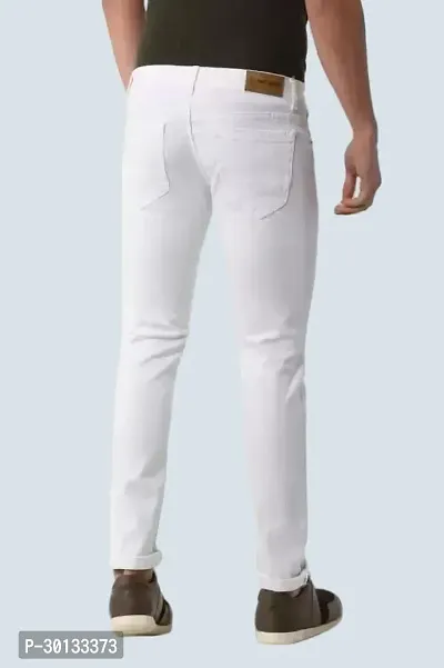 Stylish White Denim Solid Mid-Rise Jeans For Men-thumb2