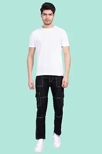 Stylish Black Denim Solid Mid-Rise Jeans For Men-thumb2