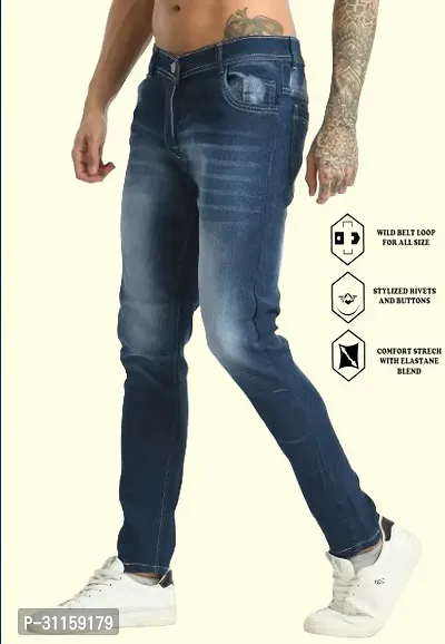 Stylish Blue Cotton Blend Mid-Rise Jeans For Men-thumb0