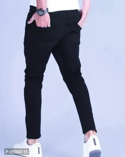 Stylish Black Solid Mid-Rise Jeans For Men-thumb4