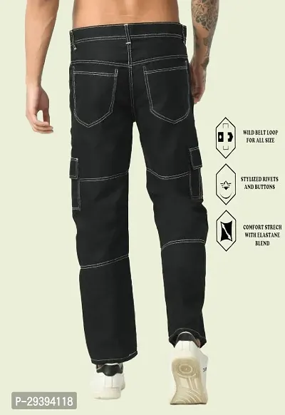 Stylish Black Solid Mid-Rise Jeans For Men-thumb2