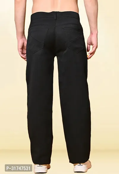 Elegant Black Denim Solid Jeans For Men-thumb2