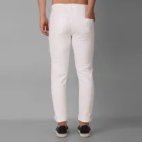 Stylish White Denim Lycra Blend Mid-Rise Jeans For Men-thumb1