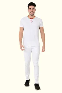 Stylish White Cotton Blend Solid Mid-Rise Jeans For Men-thumb2