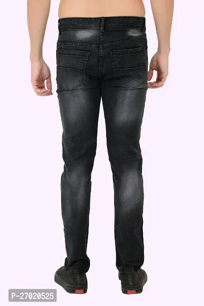 Classic Dark Grey Cotton Blend Solid Jeans For Men-thumb2