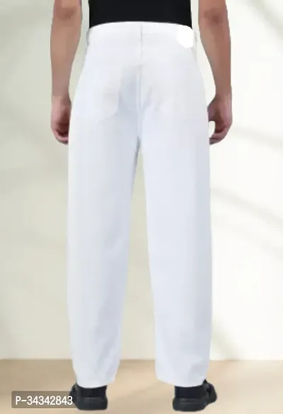 Elegant White Denim Solid Jeans For Men And Boys-thumb2