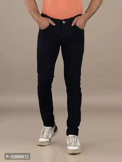 Stylish Black Denim Mid-Rise Jeans For Men-thumb0