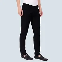 Stylish Black Denim Solid Mid-Rise Jeans For Men-thumb1