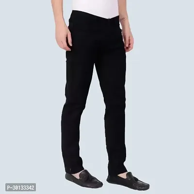 Stylish Black Denim Solid Mid-Rise Jeans For Men-thumb2