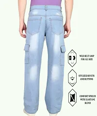 Stylish Blue Denim Solid Mid-Rise Jeans For Men-thumb1