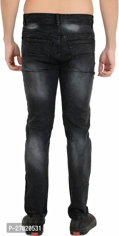 Classic Grey Cotton Blend Solid Jeans For Men-thumb2