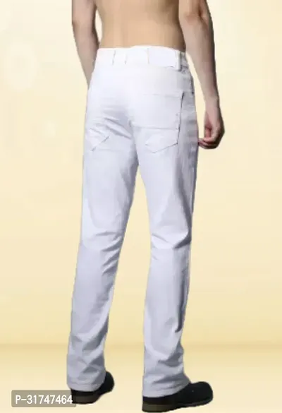 Elegant White Denim Solid Jeans For Men-thumb2