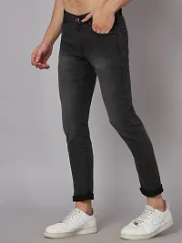 Stylish Black Denim Faded Mid-Rise Jeans For Men-thumb2