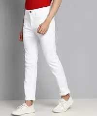 Stylish White Denim Solid Mid-Rise Jeans For Men-thumb2