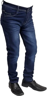 Stylish Black Denim Faded Mid-Rise Jeans For Men-thumb2