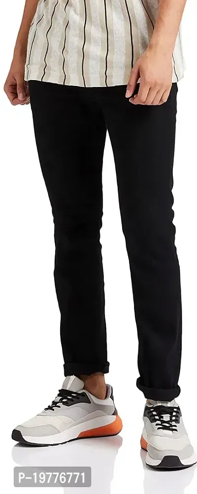 Reliable Black Denim Mid-Rise Jeans For Men