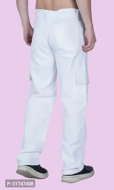 Elegant White Denim Solid Jeans For Men-thumb2