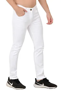 Stylish White Cotton Blend Solid Mid-Rise Jeans For Men-thumb2