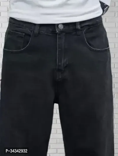 Elegant Black Denim Solid Jeans For Men And Boys-thumb5