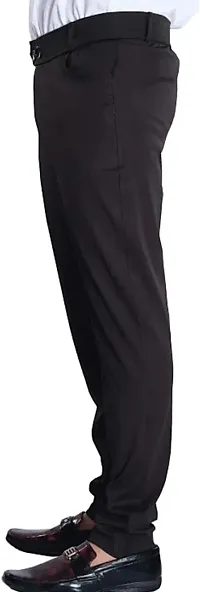 Linaria Stylish Black Lycra Blend Solid Regular Fit Trouser For Men-thumb1