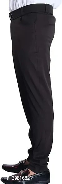 Linaria Stylish Black Lycra Blend Solid Regular Fit Trouser For Men-thumb2