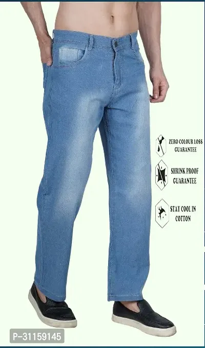 Stylish Blue Cotton Blend Mid-Rise Jeans For Men-thumb0