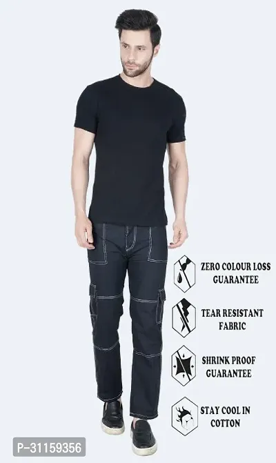 Stylish Black Cotton Blend Mid-Rise Jeans For Men-thumb4