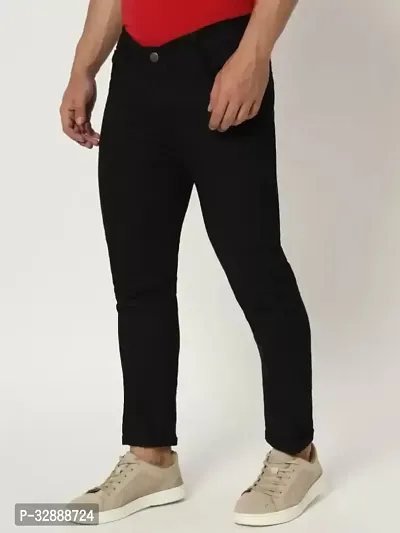 Stylish Black Denim Mid-Rise Jeans For Men