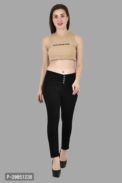 Linaria Women's Black Stretchable Slim fit Denim Jeans-thumb4