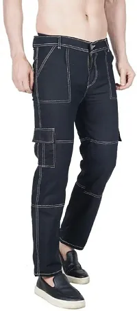 Stylish Black Denim Solid Mid-Rise Jeans For Men-thumb2