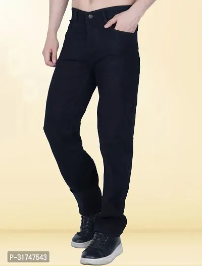 Elegant Black Denim Solid Jeans For Men-thumb0