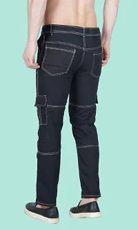 Stylish Black Denim Solid Mid-Rise Jeans For Men-thumb1