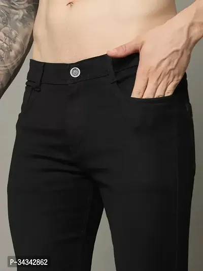 Elegant Black Denim Solid Jeans For Men And Boys-thumb4