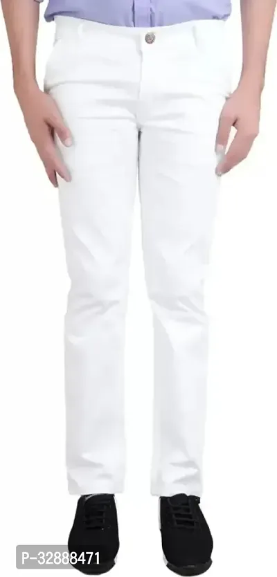 Stylish White Denim Mid-Rise Jeans For Men-thumb0