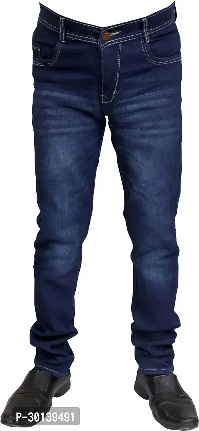 Stylish Black Denim Faded Mid-Rise Jeans For Men-thumb0