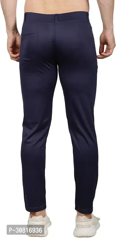 Linaria Stylish Blue Lycra Blend Solid Regular Fit Trouser For Men-thumb2