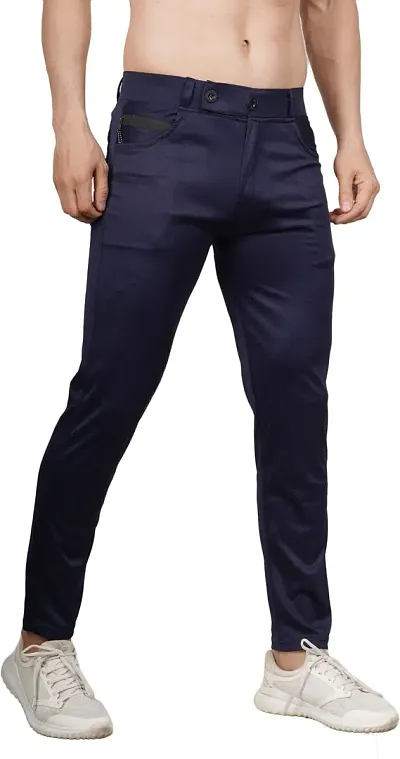 Mevan Stylish Lycra Blend Solid Regular Fit Trouser For Men