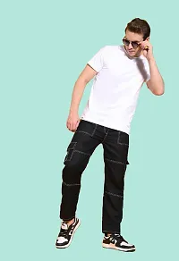 Stylish Black Denim Solid Mid-Rise Jeans For Men-thumb3