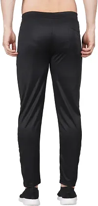 Stylish Black Lycra Blend Regular Track Pants for Men-thumb1