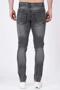 Stylish Dark Grey Cotton Blend Mid-Rise Jeans For Men-thumb1