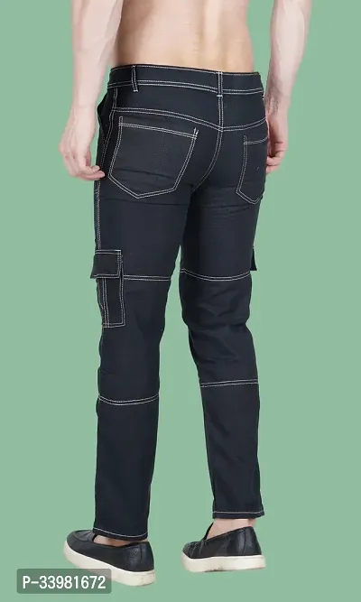 Comfortable Black Denim Mid-Rise Jeans For Men-thumb2