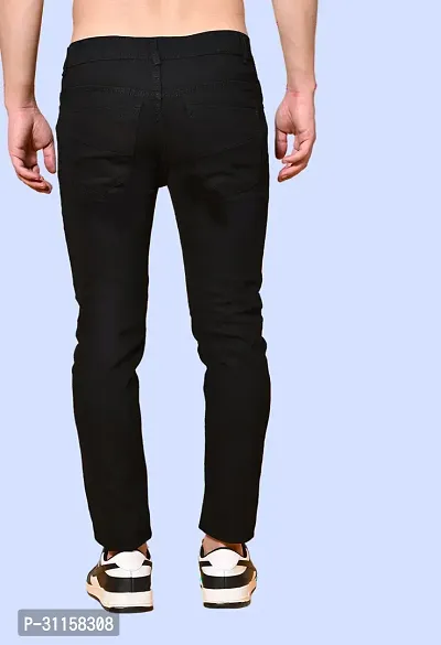 Stylish Black Denim Mid-Rise Jeans For Men-thumb2