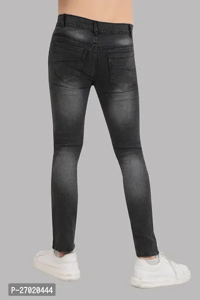 Classic Dark Grey Cotton Blend Solid Jeans For Men-thumb0