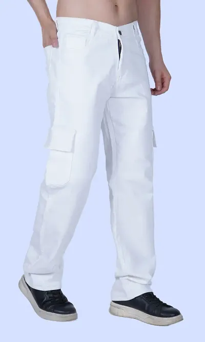 Mevan Loose Fit Denim Baggy White Pocket Jeans For Men