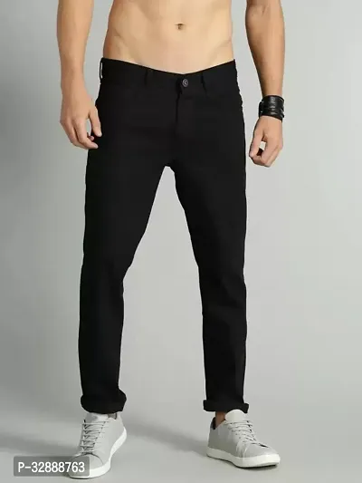 Stylish Black Denim Mid-Rise Jeans For Men-thumb0