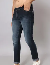 Stylish Black Denim Faded Mid-Rise Jeans For Men-thumb2