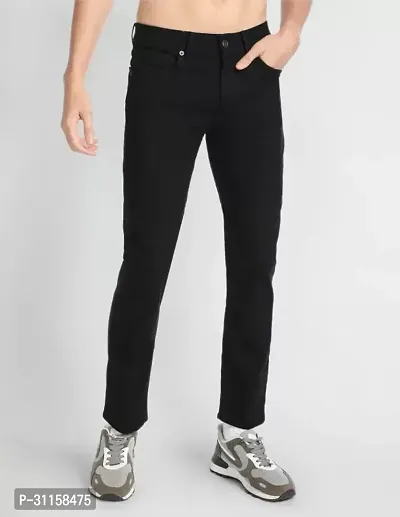 Stylish Black Denim Mid-Rise Jeans For Men-thumb0