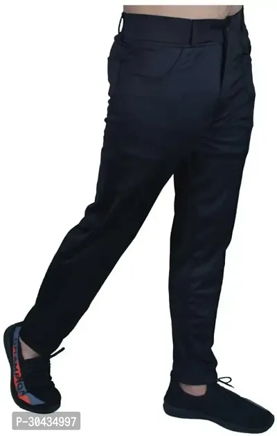 Stylish Black Polyester Spandex Solid Track Pant For Men